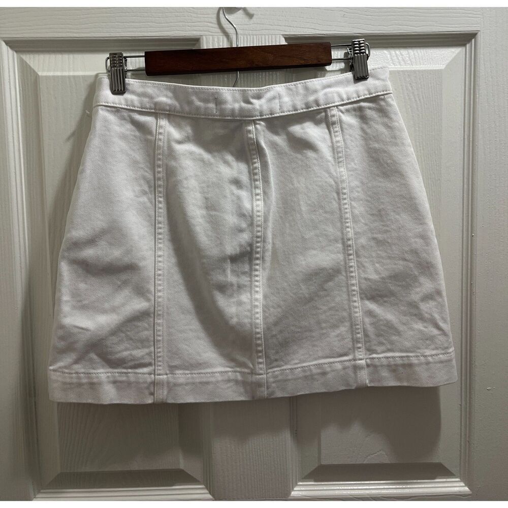 Veronica Beard Getty Cargo Mini Skirt Button Front Denim Size 4 White NWT - Picture 4 of 11